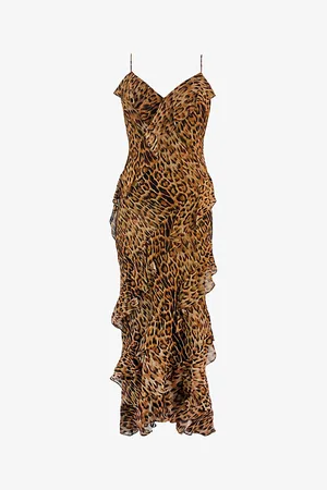Ro&Zo Kirstee Leopard-print Ruffle-trim Woven Maxi Dress