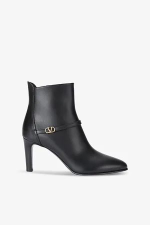 VALENTINO GARAVANI Vlogo-plaque Leather Ankle Boots