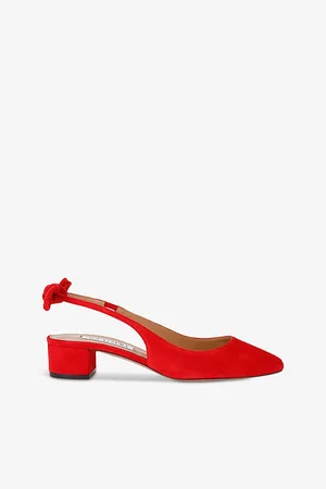Aquazzura Very Bow Slingback-strap Suede Pumps