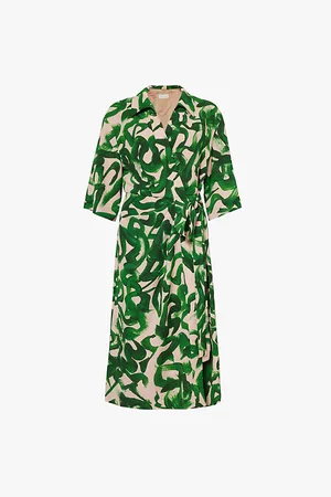 DRIES VAN NOTEN Dakolai Abstract-print Stretch-woven Midi Dress