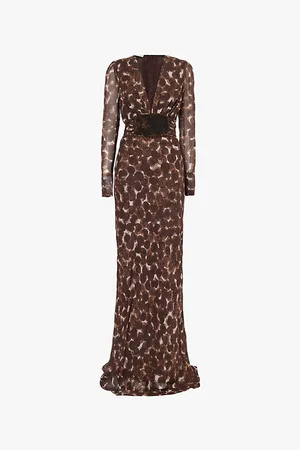 DRIES VAN NOTEN Dofilia Geometric-print Silk Midi Dress