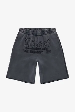 Diesel P-rawmarshy Logo-embroidered Relaxed-fit Cotton Sweat Shorts
