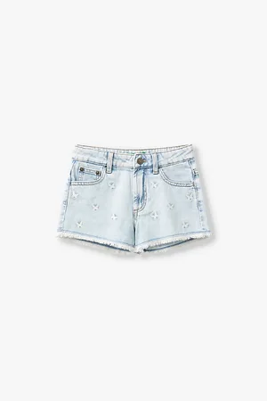 Benetton Butterfly-embroidered Denim Shorts 6-14 Years