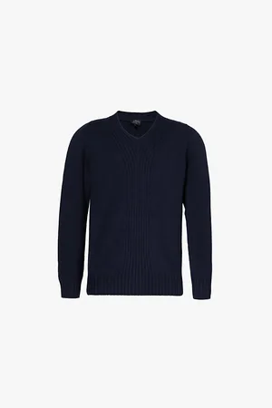 Emporio Armani V-neck Brand-pattern Regular-fit Wool-blend Knitted Jumper