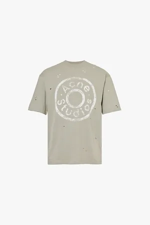 Acne Studios Button Logo Crewneck Relaxed-fit Cotton-blend T-shirt