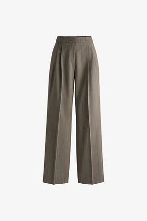 HUGO BOSS Wide-leg High-rise Checked Stretch Wool-blend Trousers