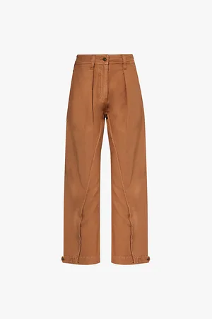 J.W.Anderson Twisted Brand-patch Wide-leg High-rise Cotton Trousers