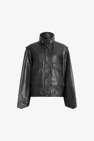 AllSaints Clay Funnel-neck Relaxed-fit Leather Jacket