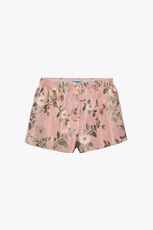 Prada Floral-print Jacquard Silk-blend Shorts