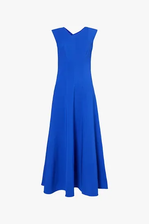 Roland Mouret Sleeveless V-neck Silk-blend Midi Dress