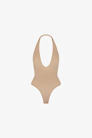 SKIMS Sculpting Halter-neck Plunge Stretch-woven Body