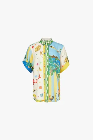 ALÉMAIS Text-and-graphic-print Linen Shirt