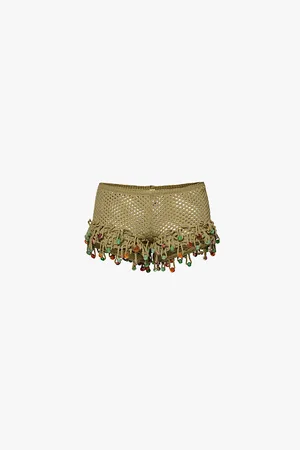 Jaded London Canary Beaded-trim Cotton-blend Shorts