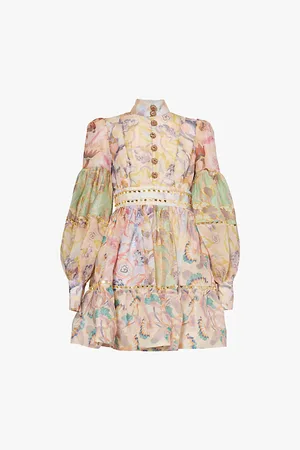 ZIMMERMANN Mirror Flower-print Linen and Silk Mini Dress