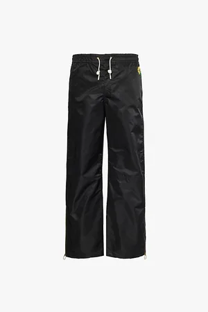 J.W.Anderson Brand-and-flower-patch Zipped-cuffs Wide-leg Relaxed-fit Shell Trousers