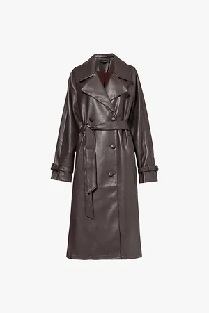 GOOD AMERICAN Uniform Double-breasted Relaxed-fit Faux-leather Trench Coat