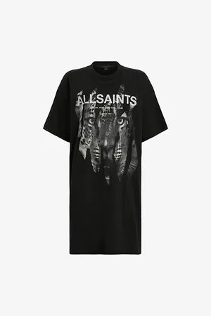AllSaints Riproar Anna Graphic-print Organic-cotton T-shirt Mini Dress