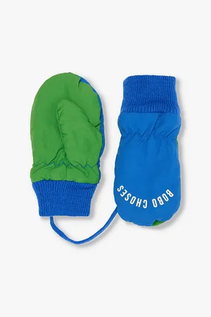 Bobo Choses Brand-print Contrast-panels Woven Mittens
