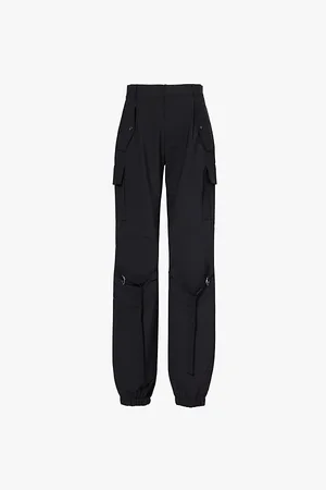 Nensi Dojaka Cargo Buttoned-pockets Tapered-leg High-rise Stretch-woven Blend Trousers