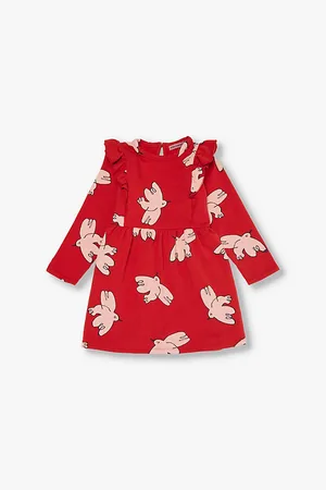 Bobo Choses Bird-print Frilled-panels Stretch-organic-cotton Dress 2-9 Years