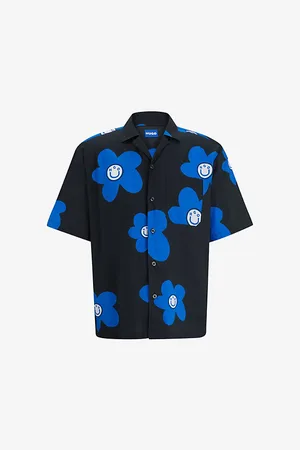 HUGO BOSS Floral-print Oversized Cotton-poplin Shirt