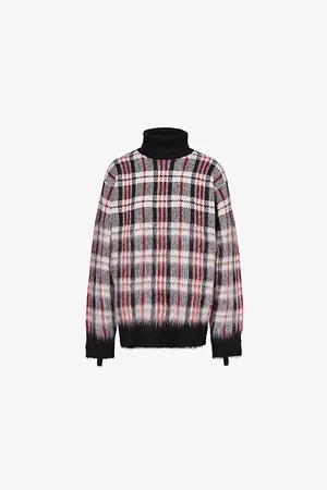 Helmut Lang Chunky Check-print Brushed-panels Knitted Jumper