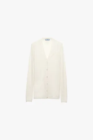 Prada V-neck Ribbed Cashmere and Silk Cardigan