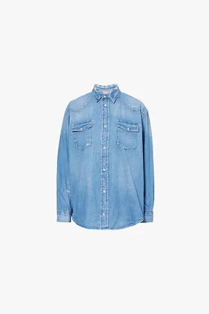 Ralph Lauren Western Two-buttoned-pockets Check-print-panel Denim Shirt