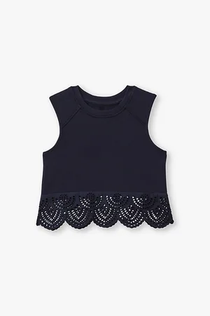 Reiss Broderie-trim Sleeveless Cotton Top 4-13 Years