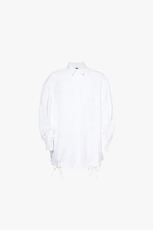 Simone Rocha Puff-sleeve Button-placket Embroidered Cotton Shirt Jacket