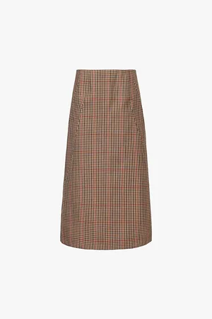 DRIES VAN NOTEN Sibyl Check-pattern Wool Midi Skirt