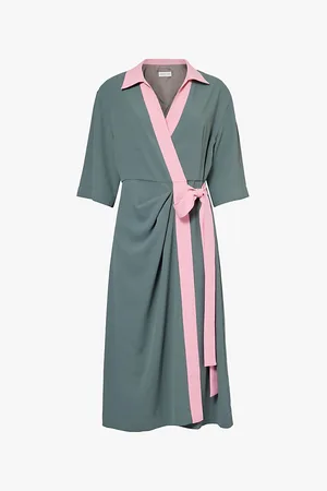 DRIES VAN NOTEN Dakolai Wrap-design Woven Midi Dress