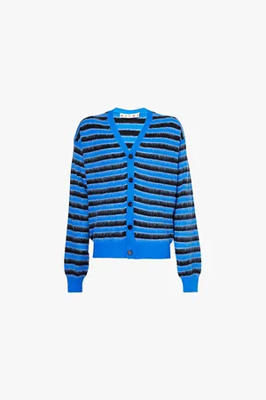 Marni Stripe V-neck Regular-fit Wool Knitted Cardigan