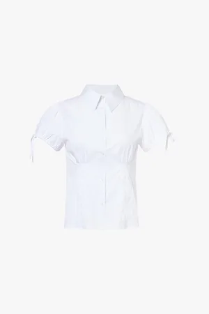 Saks Potts Mimi Puff-sleeve Organic Cotton-blend Shirt
