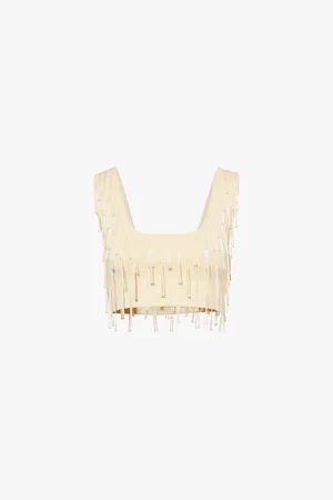 GALVAN Depois Beaded Stretch-woven Blend Top