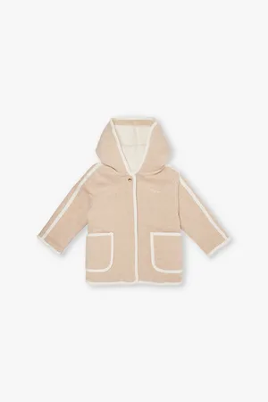 Chloé Furry Logo-embroidered Organic-cotton Coat 12-18 Months