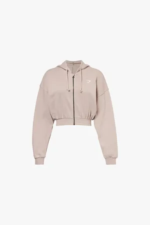 GymShark Power Midi Zip Oversized-fit Cotton-jersey Hoody