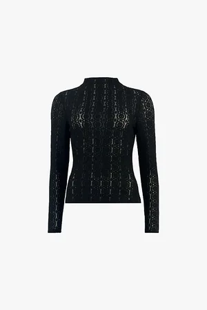 Ro&Zo Lace High-neck Slim-fit Stretch-knit Top
