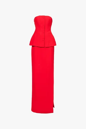 Roland Mouret Peplum Corset-bodice Stretch-woven Blend Maxi Dress