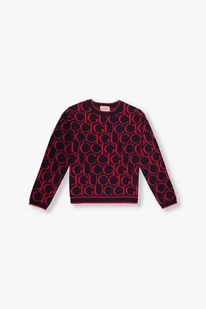 Gucci Brand-print Crew-neck Wool Jumper 4-12 Anni