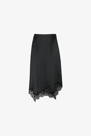 Whistles Lace-trim High-rise Satin Midi Skirt