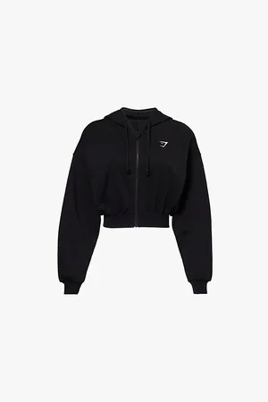 GymShark Power Midi Zip Oversized-fit Cotton-jersey Hoody