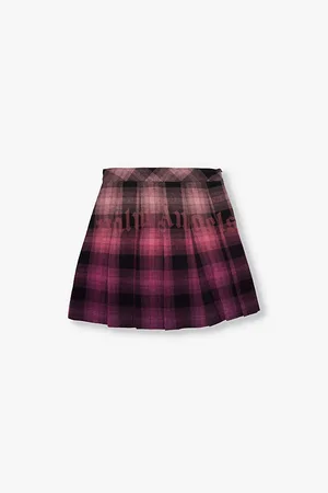 Palm Angels Check Pattern Pleated Cotton-blend Skirt 10-12+ Years