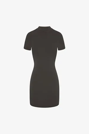 SKIMS Outdoor Mock-neck Stretch Cotton-blend Mini Dress
