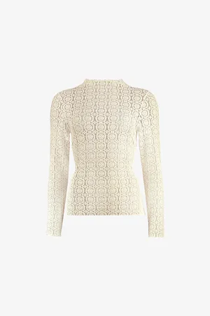 Ro&Zo Lace High-neck Long-sleeve Stretch-knit Top