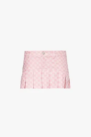 MISBHV Monogram Pleated Belt-loops Cotton-blend Mini Skirt