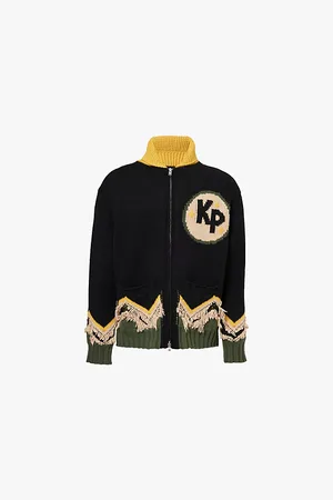 Kenzo Constel Full-zip Intarsia-design Relaxed-fit Wool Cardigan