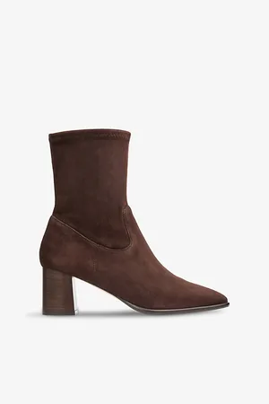 LK Bennett Harp Square-toe Suede Heeled Ankle Boots
