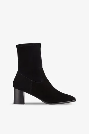 LK Bennett Harp Square-toe Suede Heeled Ankle Boots