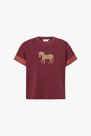 Found Horse Embellishment Graphic-print Relaxed-fit Cotton-jersey T-shirt